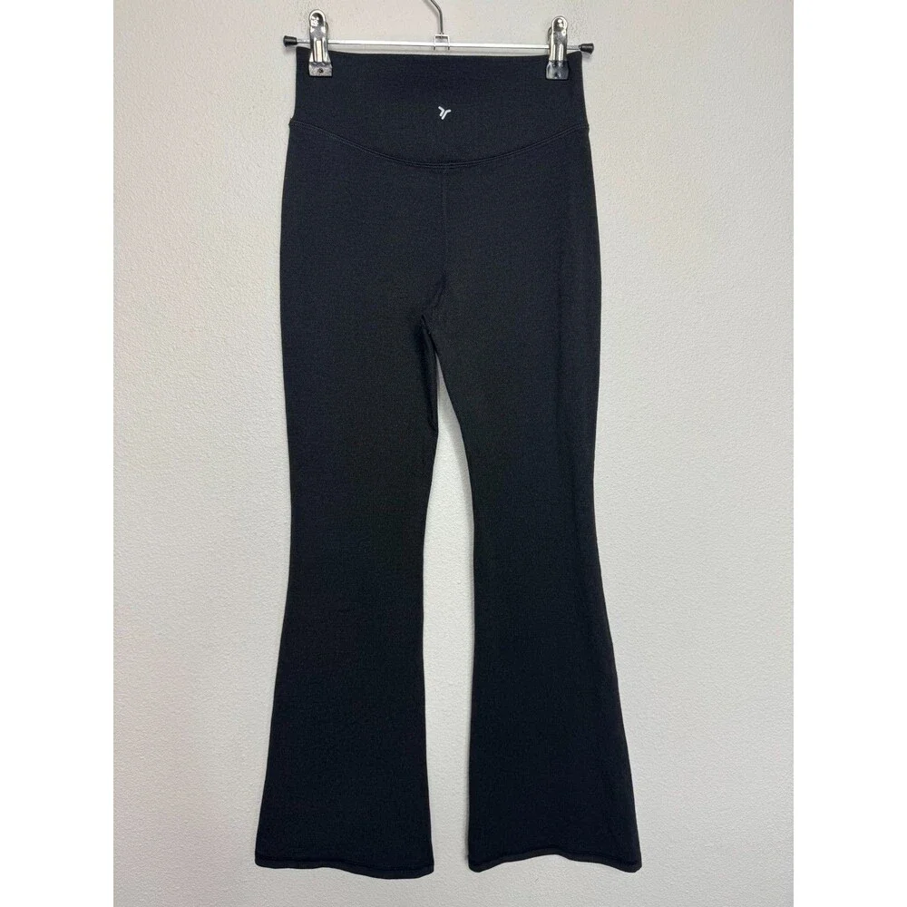 Old Navy Girls Large Flared Leggings Charcoal PowerChill Crossover